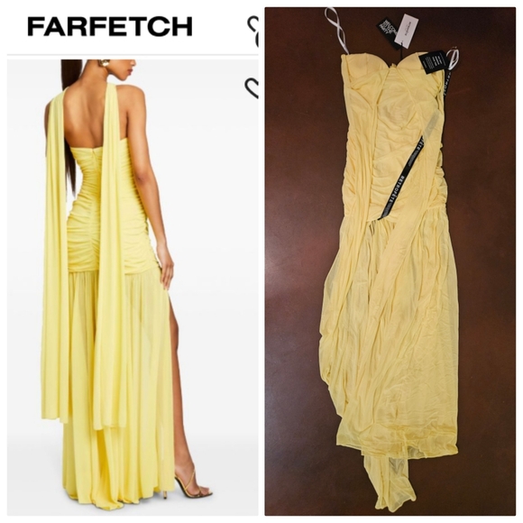 Nwt Retrofete maisie goddess  buttercream sheer layer slit maxi gown S - Picture 3 of 11